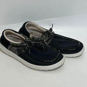 Hey Dude Men's Black Wally Sox Funk Mesh Low Top Casual Shoes Size 9